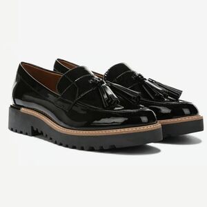 Franco Sarto Black Patent Tassel Lug Loafers Size 9 Only Worn Once